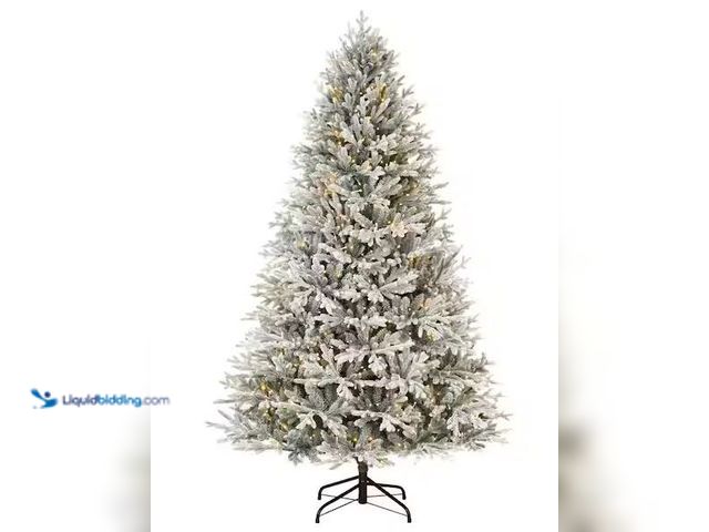 Lot 49-1548180 - Home Accents Holiday 7.5 ft Kenwood Frasier Fir Flocked LED Pre-Lit Artificial Christmas Tree with 1...