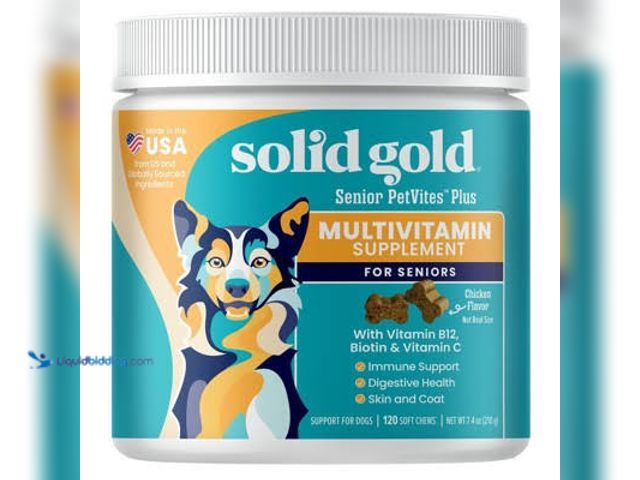 Lot 49-5559559 - QTY 2 - Solid Gold PetVites™ Multivitamin Supplement, For Dogs, Bacon, 120 Soft Chews, 7.6 oz (216 g...