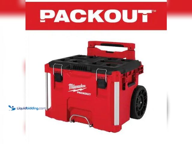 Lot 49-1577070 - Milwaukee PACKOUT 22 in. Rolling Modular Tool Box Low Profile Handle, Model # 48-22-8427, New.   Ref...