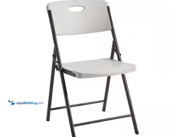 Lot 49-1627279 - HDX Metal Frame Almond Resin Seat Indoor/Outdoor Folding Chair Model # THD-FC100-AMBZ-5, Slightly Us...
