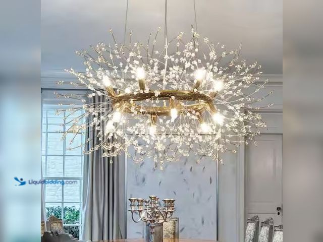 Lot 49-1550388 - EDISLIVE Calzada Decor 12-Light Gold Dandelion Firework Chandelier, Round Pendant Ceiling Lighting, ...