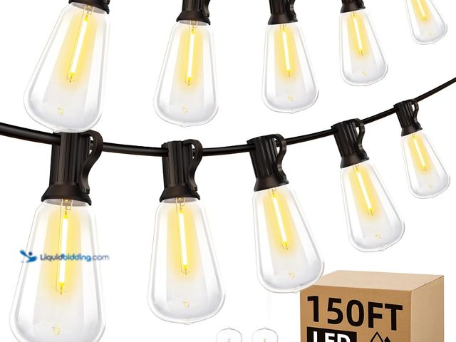Lot 49-5405760 - Outdoor String Led Patio Lights - 150Ft 45M Outside Waterproof Light ST38 Shatterproof Bulb Connecta...