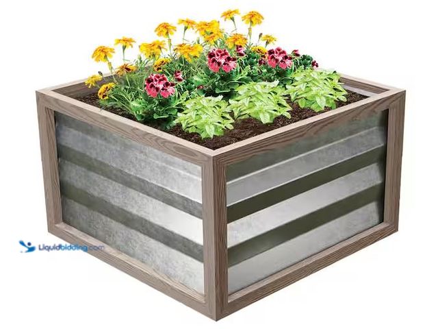 Lot 49-5486725 - Cinch Smart Garden 24 in. x 24 in. x 12 in. Tan Composite with Galvanized Steel Raised Garden Bed In...
