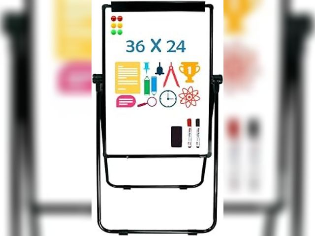 Lot 49-3563803 - White Board Easel Office Portable Dry Erase Boards with Stand, Flipchart Easel Height Adjustable 36x...