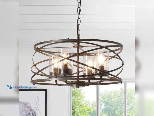 Lot 49-3565025 - Genoci
4-Light Bronze Dimmable Farmhouse Vintage Drum Chandelier for Kitchen Living Room Dining Roo...
