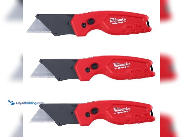 Lot 49-5410454 - Milwaukee FASTBACK Compact Folding Utility Knife with General Purpose Blade (3-Pack)[Model # 48-22-1...
