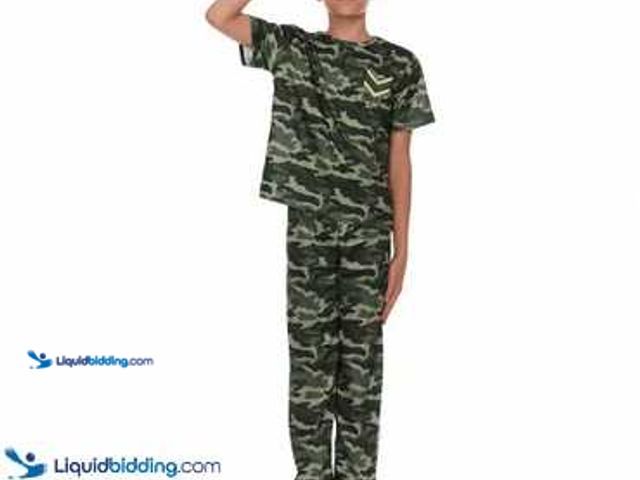 Lot 49-5433798 - Camo Army Soldier Costume Halloween Military Camouflage Child Med Unisex New x2
