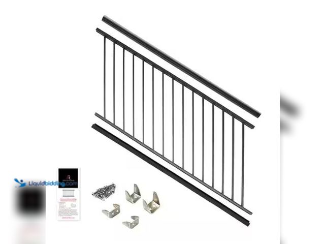 Lot 49-1567501 - Aria Railing 36 in. x 69.43 in. Black Powder Coated Aluminum Preassembled Deck Stair Railing, Model ...