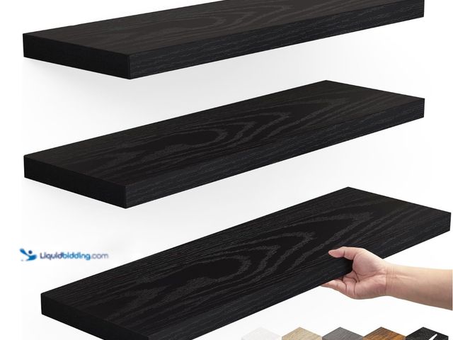 Lot 49-1512583 - BAYKA Floating Shelves for Wall, Wall Mounted Rustic Wood Shelves for Bathroom, Bedroom, Living Room...