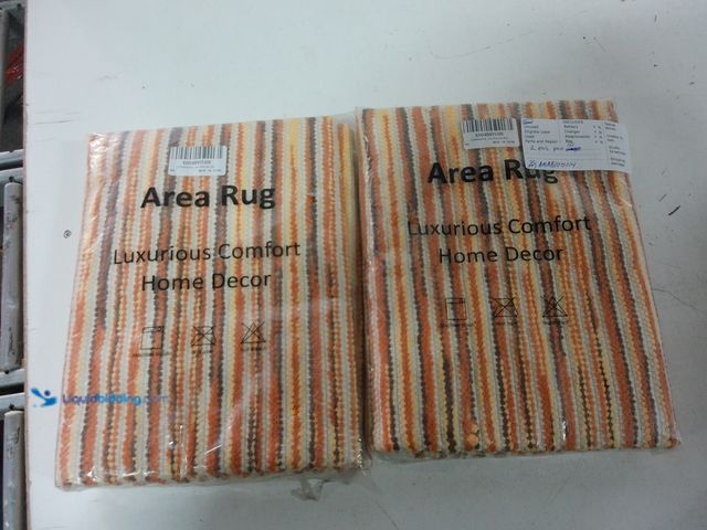 Lot 49-1570285 - Lot of (2) OJIA 2 ft. x 3 ft. Woven Abstract Rag Rugs, Orange/Cream/Brown, New.   Ref#AMABLUE0114