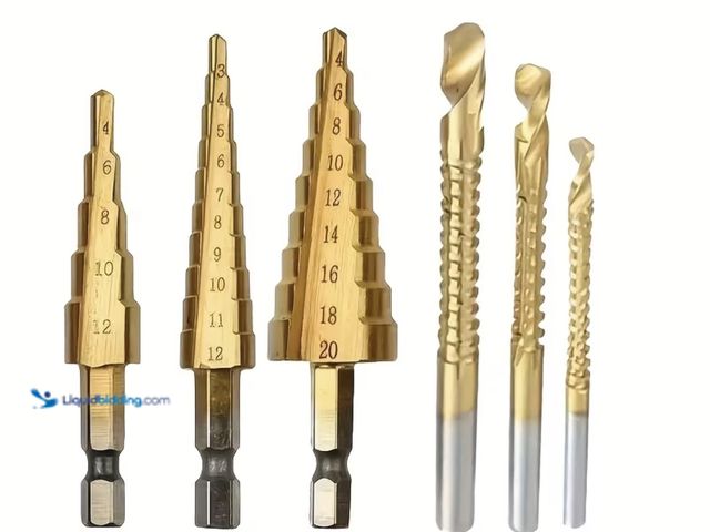 Lot 49-1816653 - 6pcs Heavy-Duty Step Drill Bit Set (4-20/4-12/3-12mm &amp; 3/6/8mm Core Bits