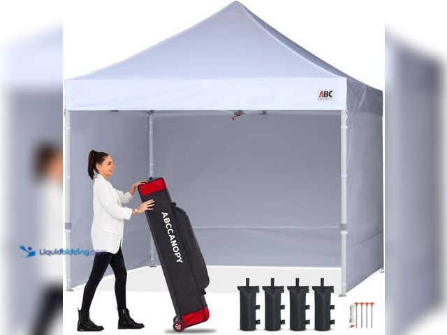 Lot 49-3535806 - ABCCANOPY Ez Pop Up Canopy Tent with Sidewalls 10x10 Commercial -Series, White. Item is Unused
