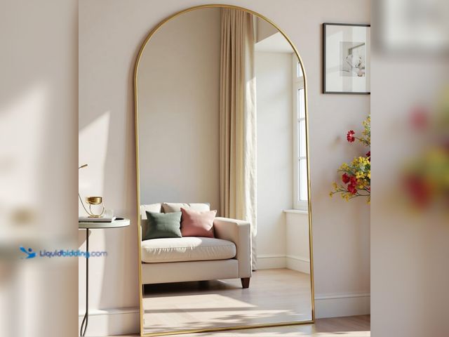 Lot 49-5485897 - Arched Full Length Mirror, 71"*30" Large Floor Mirrors, Full Body Mirror for Leaning or Hanging, Sta...