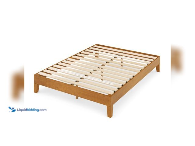 Lot 49-5437776 - Zinus Brown Deluxe Wood Frame 12 in. Queen Platform Bed with Easy Assembly. [Model # SPI-APDW-12Q] U...