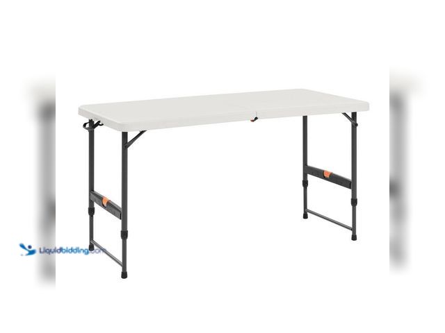 Lot 49-5484892 - HDX
4 ft. Rectangle Almond Resin Top Single Hand Height Adjustable Folding Utility Table Seats 4 (s...