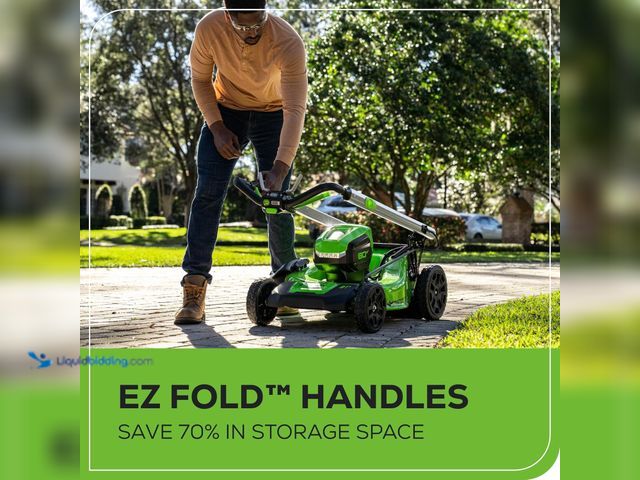 Lot 49-3563435 - Greenworks 80V 21" Self-Propelled Cordless Lawn Mower – Brushless Motor, LED Lights. Model: LMB455 N...