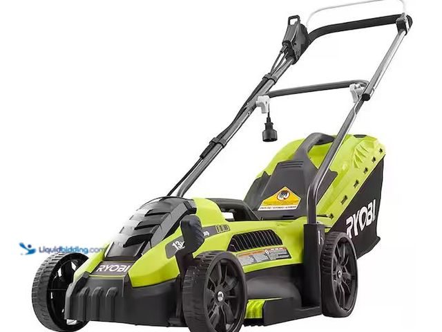 Lot 49-5545552 - RYOBI
13 in. 11 Amp Corded Electric Walk Behind Push Lawn Mower, Used with no battery or charger, h...