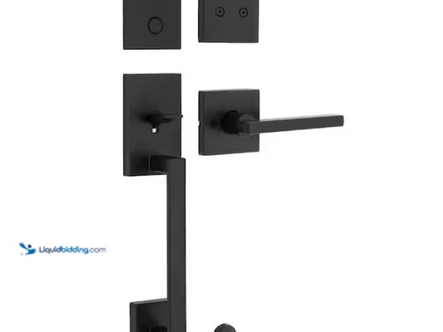Lot 49-3471575 - Kwikset San Clemente Dummy Door Handle set with Square Halifax Handle in Matte Black, Model # 819SCE...