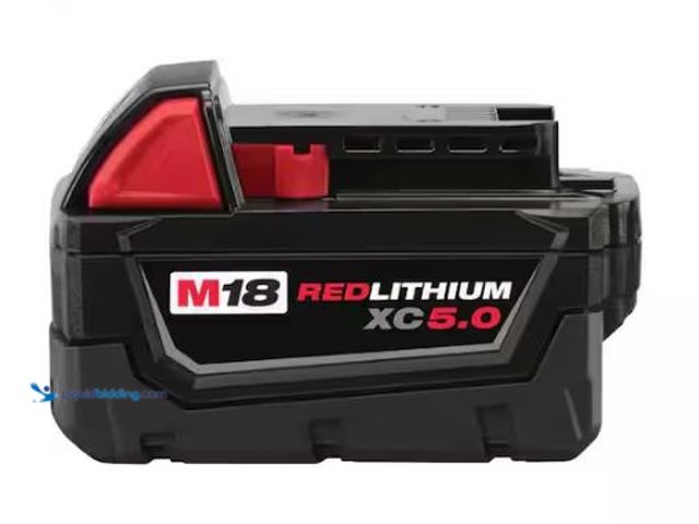 Lot 49-1565916 - Milwaukee M18 18-Volt 5.0 Ah Lithium-Ion XC Extended Capacity Battery Pack, Model # 48-11-1850, Unus...