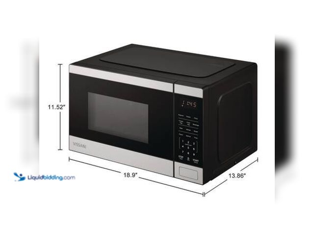 Lot 49-5554216 - Vissani 0.9 cu. ft. Electric 900-W Countertop Microwave in Stainless Steel with Turntable and 2-Step...