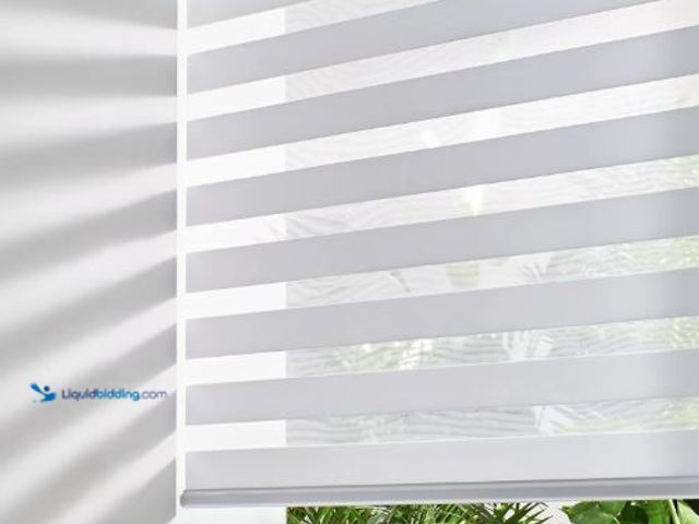 Lot 49-5436455 - Persilux Cordless Zebra Blinds for Windows (35" W X 72" H, White) Free-Stop Dual Layer Roller Window...