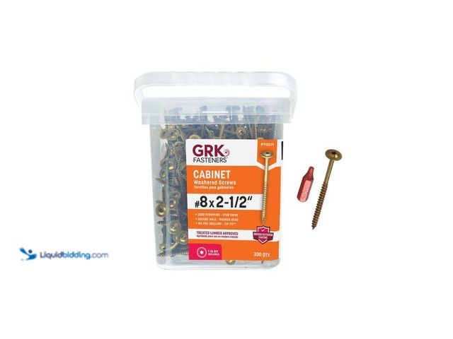 Lot 49-5452355 - GRK Fasteners
#8 x 2-1/2 in. Star Drive Washer Head Cabinet Wood Screw (330-Piece per Pack) SKU # 5...