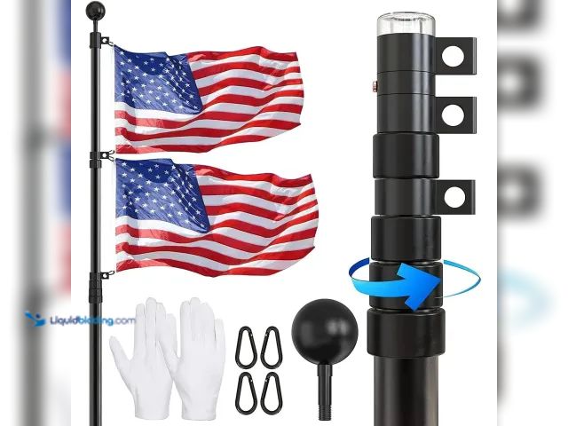 Lot 49-1630706 - Flag Pole for Outside In Ground - 30 FT Heavy Duty Telescopic Flagpole Kit for Yard - Extra Thick Ou...