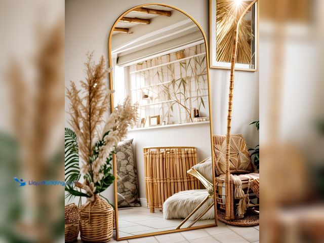 Lot 49-5416507 - Antok Arched Full Length Mirror, 71"x26" Arched Floor Mirror, Glassless Mirror Full Length with Stan...
