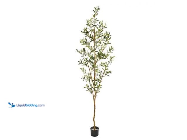 Lot 49-1570382 - Nearly Natural Indoor 82 in. Artificial Olive Tree, Suitable for indoor display usage, Black pot, Mo...