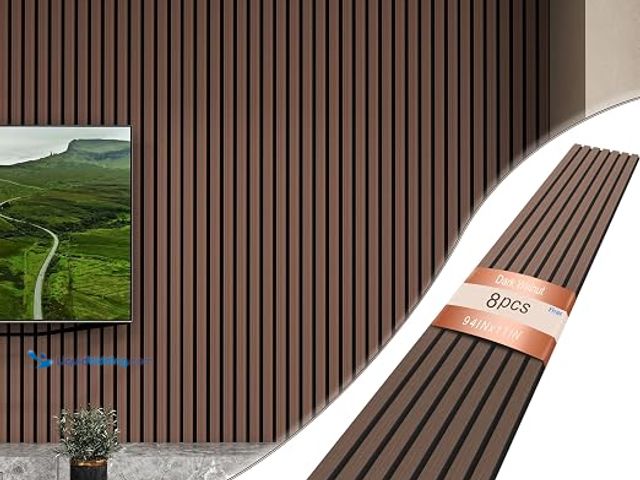 Lot 49-1631962 - 8 Pcs of 94" × 11" Wood Panels for Wall, Soundproof Wood Slat Wall Paneling, Stylish Decor Acoustic ...