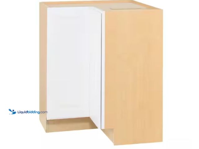 Lot 49-1576629 - Hampton Bay Hampton 36 in. W x 16.5 in. D x 34.5 in. H Assembled Corner Lazy Susan Base Cabinet in S...