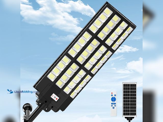 Lot 49-3564544 - 15000W Large Solar Street Lights Outdoor Waterproof, Heavy Duty Solar Parking Lot Lights with Remote...