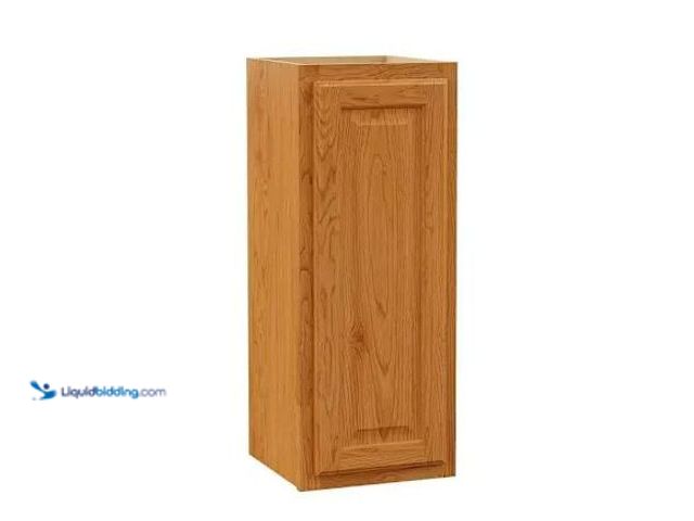 Lot 49-5452679 - Hampton Bay 12in. W X 30in. H X 12in. D Hampton Raised Panel Assembled Wall Cabinet, Medium Oak. Ite...