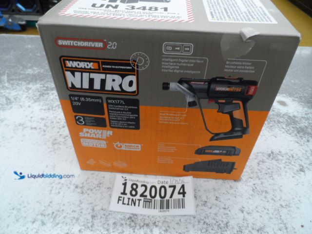 Lot 49-1820074 - 1 New Worx WX177L Battery Powered Switch Driver Worx Nitro 1/4" 20 Volt Brushless Switchdriver 2.0 B...