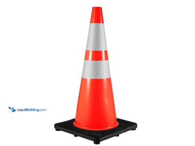 Lot 49-5572279 - 36 in. Traffic Cone, Safety Road Parking Cone with Black Weighted Base, PVC Orange Traffic Safety Co...