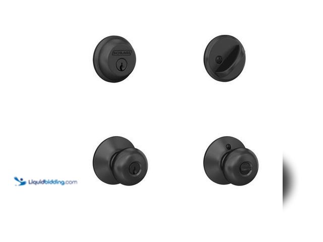 Lot 49-5452711 - Schlage
Plymouth Matte Black Single Cylinder Deadbolt and Keyed Entry Door Knob Combo SKU # 1008127...