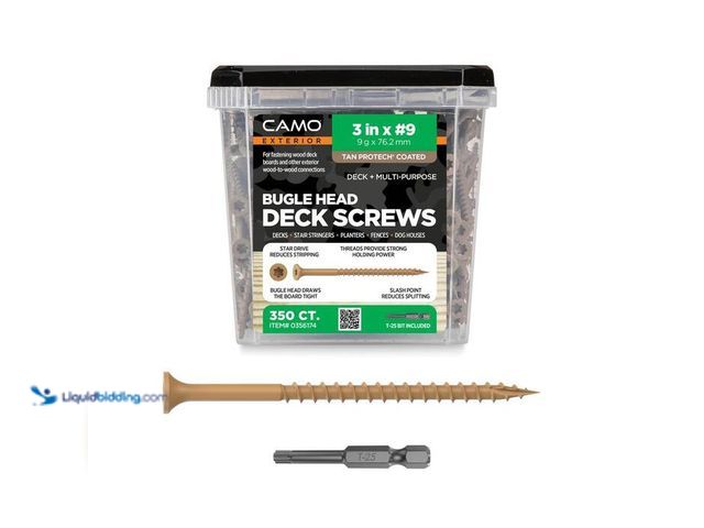 Lot 49-2024107 - CAMO 3 in. #9 Tan Star Drive Exterior Bugle Head Wood Deck Screws (350-Count). Model # 0356174. MSRP...