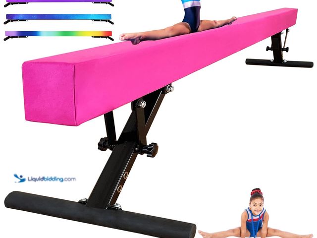 Lot 49-5463709 - PreGymnastic 8FT Balance Beam, Raised Gymnastics Beam for Kids Ages 3-12, Home Gym Equipment for Tra...