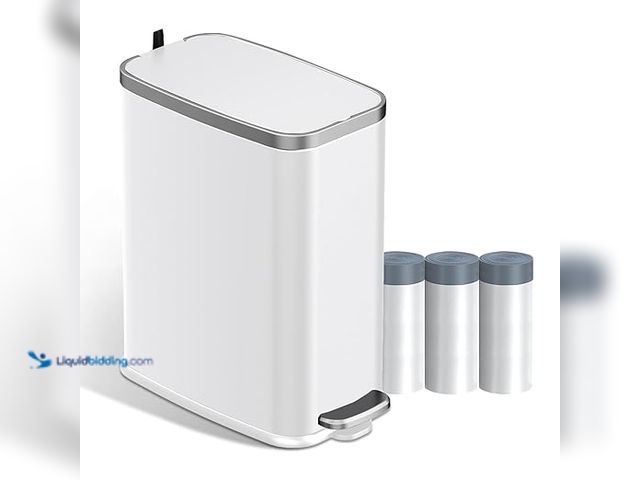 Lot 49-3430462 - KdbK Stainless Steel Bathroom Trash Can with Lid Soft Close, 1.6 Gallon Slim Garbage Can, Small Meta...