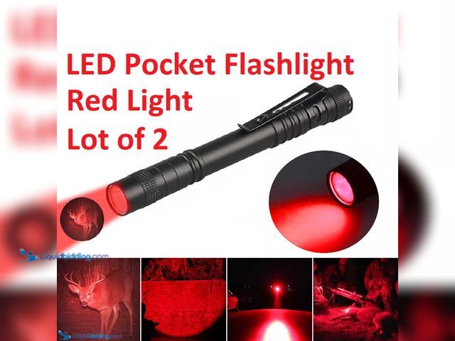 Lot 49-3471328 - Lot of 2 High Powered Red LED Inspection Pen Flashlights - NEW - Great for detecting cameras and low...