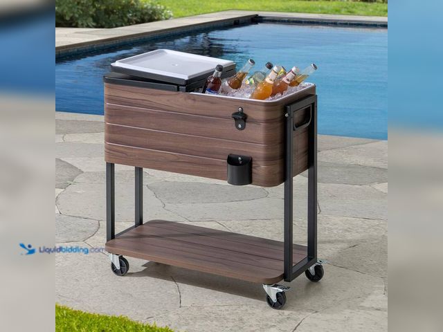 Lot 49-5406283 - Style Well 80 Qt. Brown Woodgrain Cooler with Black, Model # A601008800, Unused, Scuffs/scratches.