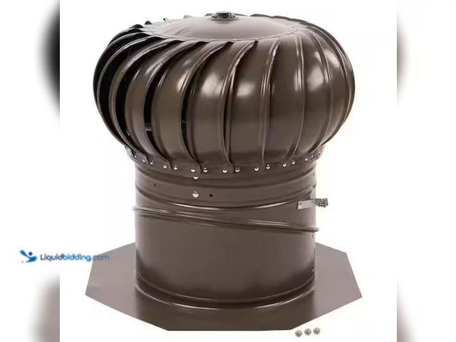 Lot 49-1623846 - Master Flow 12 in. Weathered Wood Galvanized Steel Internally Braced Dual-Bearing Wind Roof Turbine,...