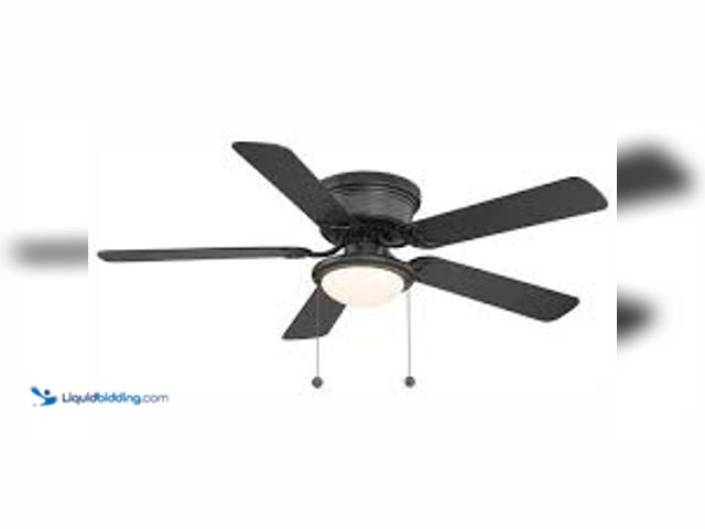 Lot 49-5448423 - Hampton Bay Hugger 52 in. LED Indoor Black Ceiling Fan with Light Kit. Model # AL383LED-BK. Unused