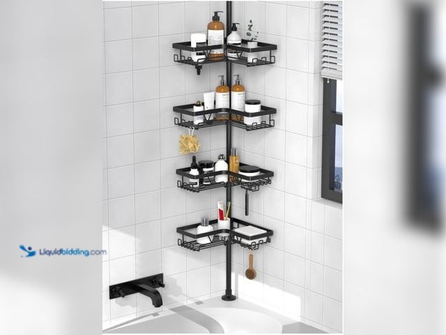 Lot 49-3431471 - KEGII Corner Shower Caddy Tension Pole - Shower Tension Rod Organizer, Floor to Ceiling Shower Caddy...