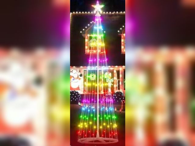 Lot 49-1544846 - Home Accents Holiday 8FT Giant Sized LED Pre-Lit Cone Tree with Star and Timer, Model # 1007578768 Y...