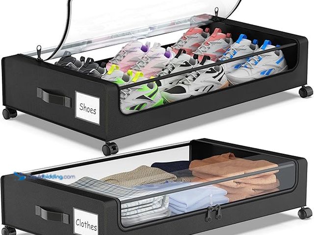 Lot 49-5433740 - Under Bed Storage with Wheels, 2-Pack Underbed Storage Containers with Clear Lids, Under Bed Shoe St...