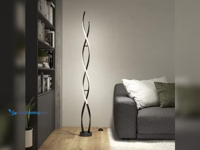 Lot 49-1567688 - Artika Swirl 59 in. Black Modern 1-Light Dimmable Integrated LED Standard Floor Lamp for Living Room...