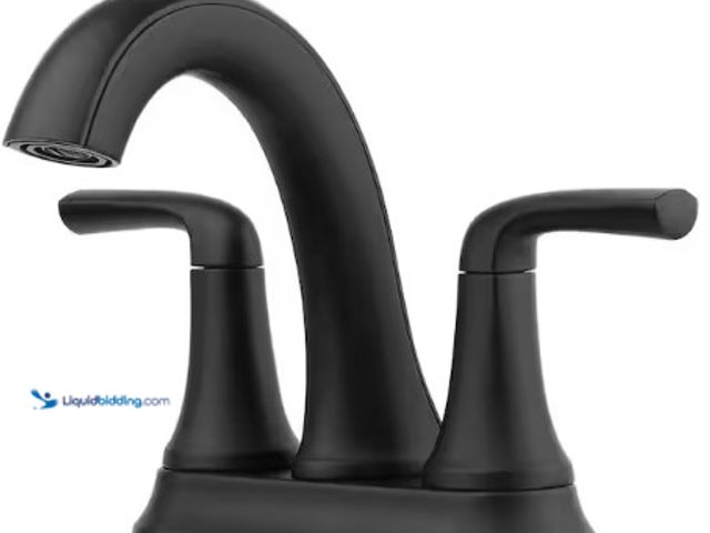Lot 49-3631548 - Pfister Ladera 4 in. Centerset Double Handle Bathroom Faucet in Matte Black, Model # LF-048-LRBB, Ne...