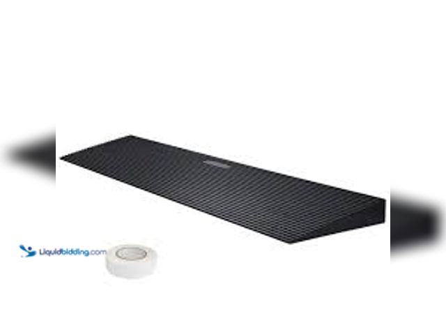 Lot 49-5459643 - QTY 2 - SKYSHALO 1.6 in. Rise Cuttable Threshold Ramp for Sweeping Robot, 35.4 in. Wide Natural Rubb...