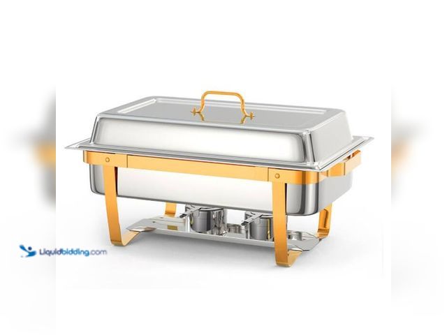 Lot 49-2024671 - Garvee 6 Pack 9.5 qt. Stainless Steel Chafing Dish Buffet Set w/Lid Holder, Spoon, Tweezers-for Cate...
